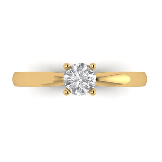 0.5 cttw Zirconia Simulated Diamond Solitaire  Engagement Ring - Solid Yellow Gold (VVS1, Round Cut,5.0mm)
