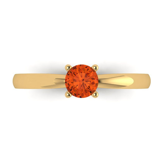 0.5 cttw Zirconia Simulated Red Diamond Solitaire  Engagement Ring - Solid Yellow Gold (VVS1, Round Cut,5.0mm)