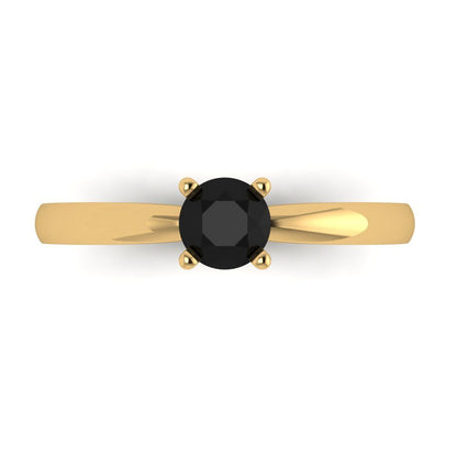 0.5 cttw Natural Onyx Solitaire  Engagement Ring - Solid Gold (Round Cut,5.0mm)