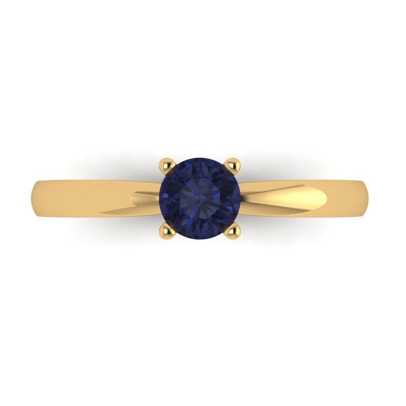 0.5 ct Brilliant Round Cut Simulated Blue Sapphire Stone Yellow Gold Solitaire Ring