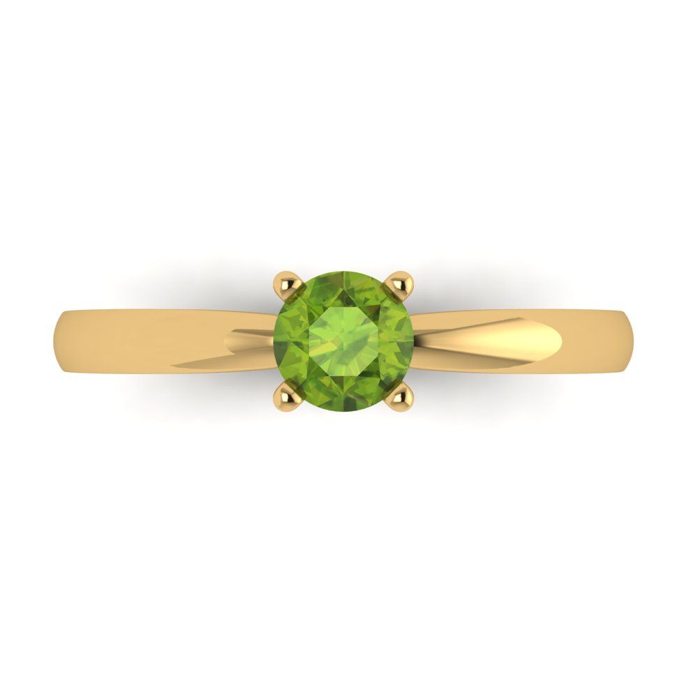 0.5 cttw Natural Peridot Solitaire  Engagement Ring - Solid Gold (Round Cut,5.0mm)
