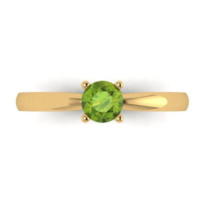 0.5 cttw Natural Peridot Solitaire  Engagement Ring - Solid Gold (Round Cut,5.0mm)