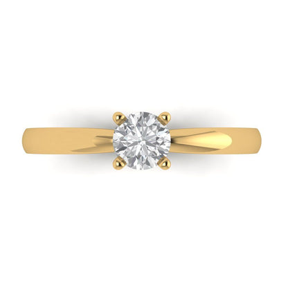 0.5 cttw Certified Moissanite Solitaire  Engagement Ring - Solid Gold (VVS1, D-F,Round Cut,5.0mm)