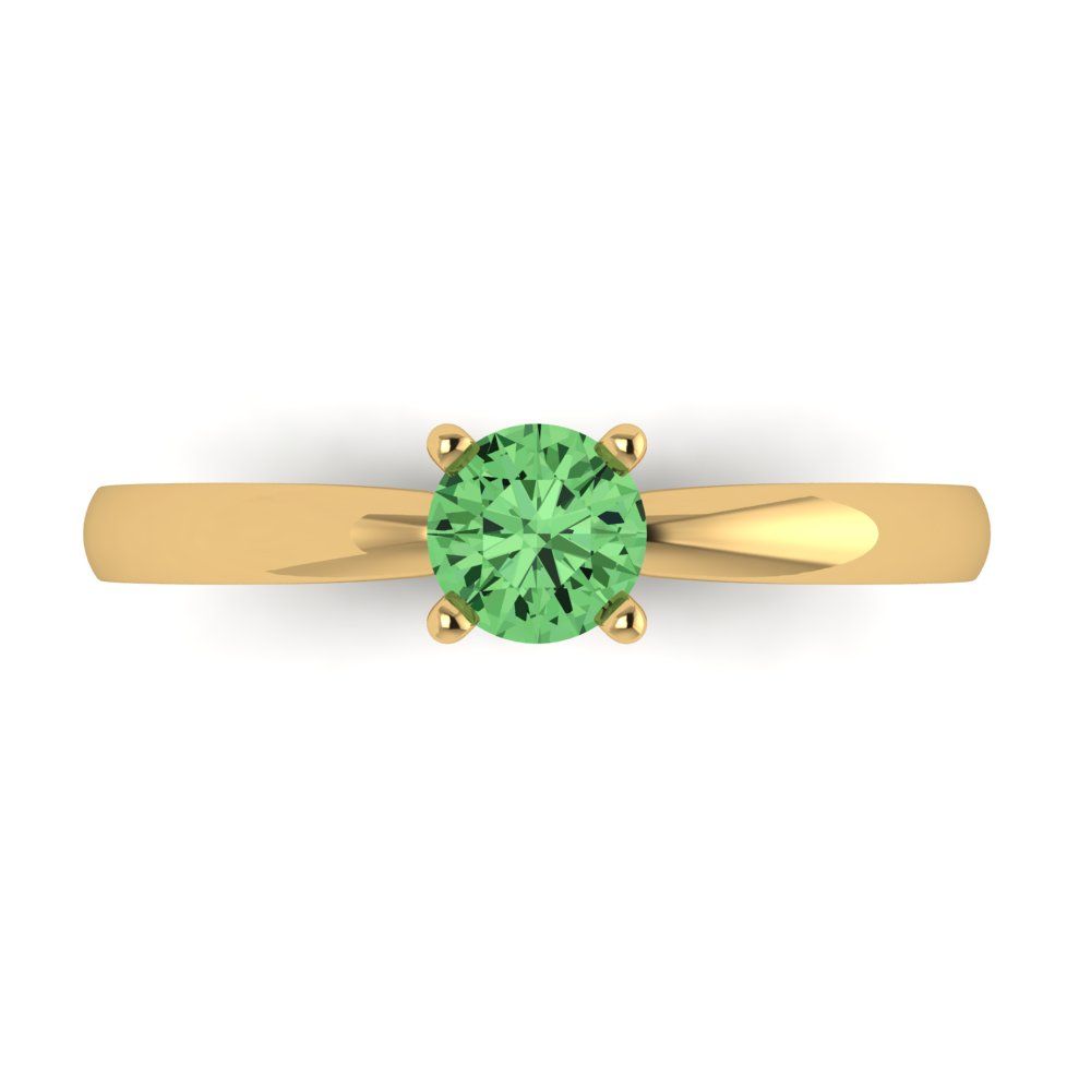 0.5 cttw Zirconia Simulated Green Diamond Solitaire  Engagement Ring - Solid Gold (VVS1, Round Cut,5.0mm)