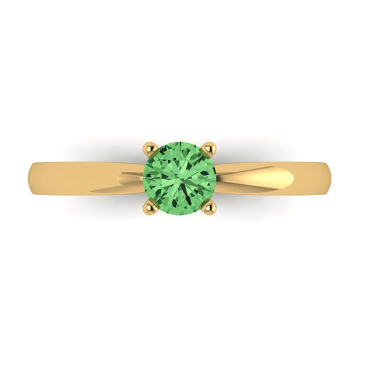 0.5 cttw Zirconia Simulated Green Diamond Solitaire  Engagement Ring - Solid Yellow Gold (VVS1, Round Cut,5.0mm)