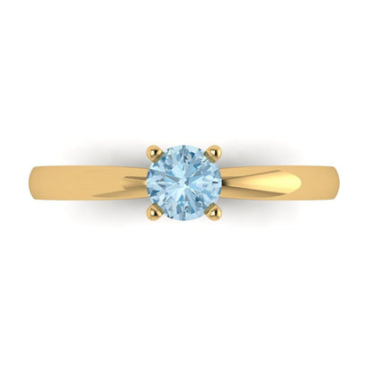 0.5 cttw Natural Swiss Blue Topaz Solitaire  Engagement Ring - Solid Gold (Round Cut,5.0mm)