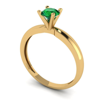 0.5 cttw Simulated Emerald Solitaire  Engagement Ring - Solid Gold (Round Cut,5.0mm)