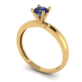 0.5 ct Brilliant Round Cut Simulated Blue Sapphire Stone Yellow Gold Solitaire Ring