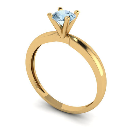 0.5 cttw Natural Aquamarine Solitaire  Engagement Ring - Solid Gold (Round Cut,5.0mm)
