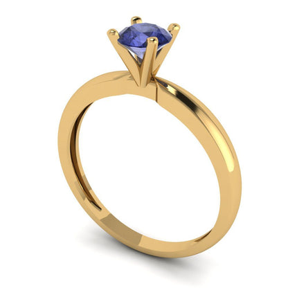 0.5 cttw Simulated Tanzanite Solitaire  Engagement Ring - Solid Gold (Round Cut,5.0mm)
