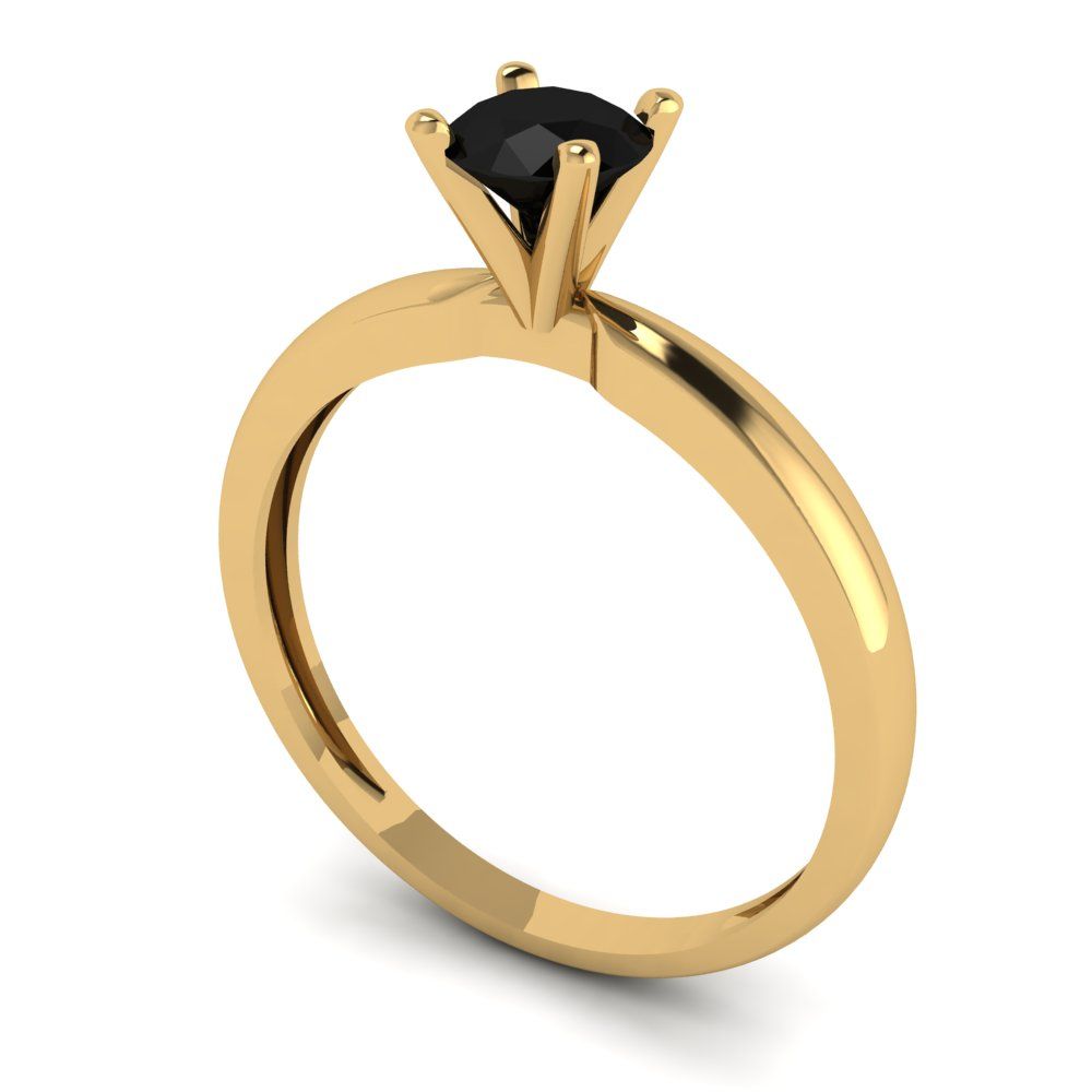 0.5 cttw Natural Onyx Solitaire  Engagement Ring - Solid Gold (Round Cut,5.0mm)