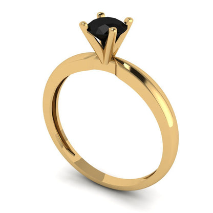 0.5 cttw Natural Onyx Solitaire  Engagement Ring - Solid Gold (Round Cut,5.0mm)
