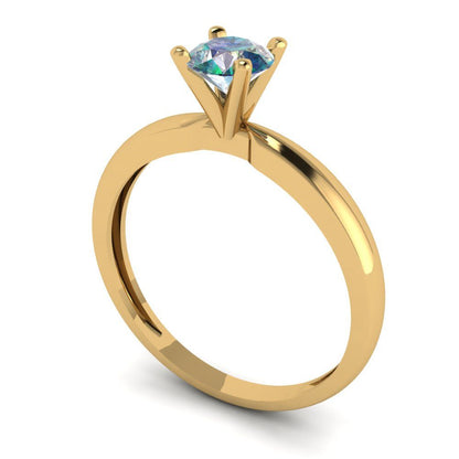 0.5 cttw Blue Moissanite Solitaire  Engagement Ring - Solid Gold (Round Cut,5.0mm)