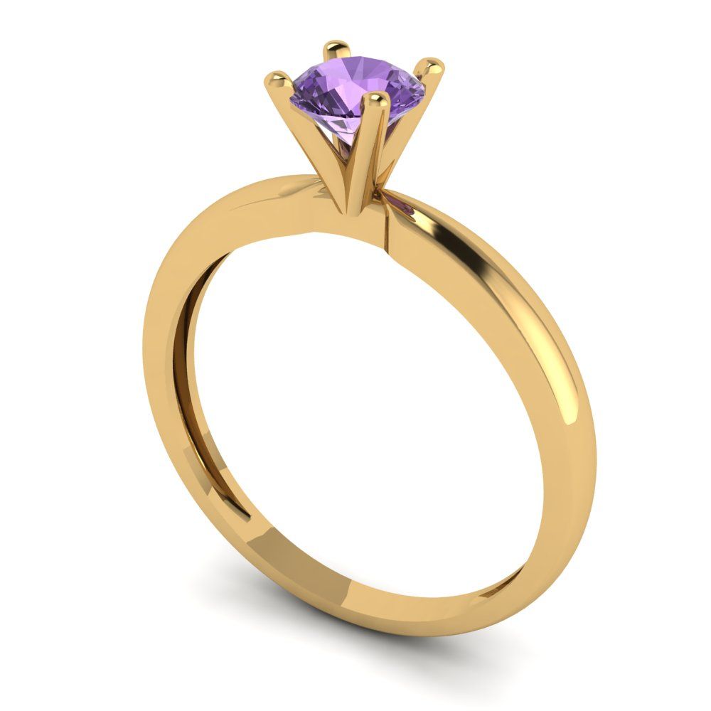 0.5 cttw Simulated Alexandrite Solitaire  Engagement Ring - Solid Gold (Round Cut,5.0mm)