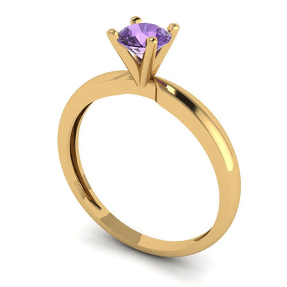 0.5 cttw Simulated Alexandrite Solitaire  Engagement Ring - Solid Gold (Round Cut,5.0mm)