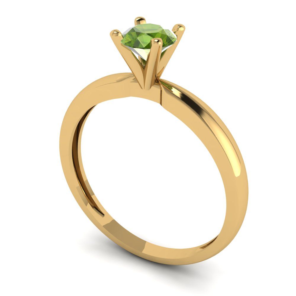 0.5 cttw Natural Peridot Solitaire  Engagement Ring - Solid Gold (Round Cut,5.0mm)