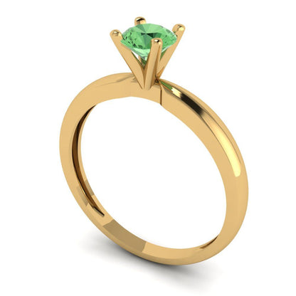 0.5 cttw Zirconia Simulated Green Diamond Solitaire  Engagement Ring - Solid Gold (VVS1, Round Cut,5.0mm)