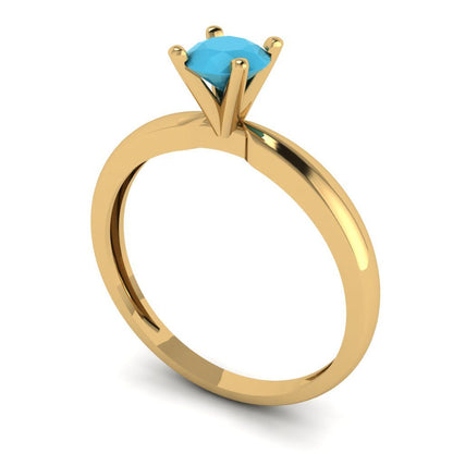 0.5 cttw Simulated Turquoise Solitaire  Engagement Ring - Solid Gold (Round Cut,5.0mm)