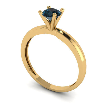 0.5 cttw Natural London Blue Topaz Solitaire  Engagement Ring - Solid Gold (Round Cut,5.0mm)