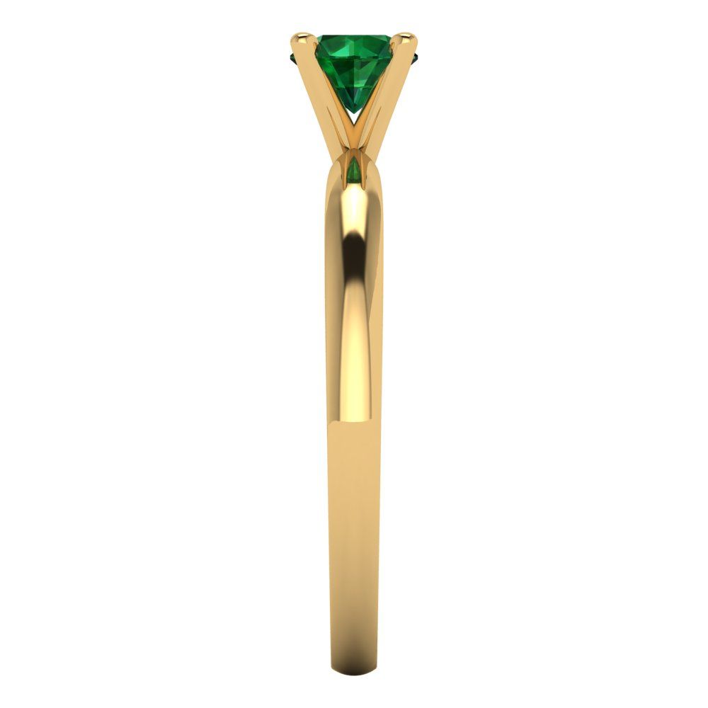 0.5 cttw Simulated Emerald Solitaire  Engagement Ring - Solid Gold (Round Cut,5.0mm)