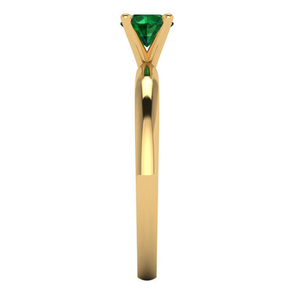 0.5 cttw Simulated Emerald Solitaire  Engagement Ring - Solid Gold (Round Cut,5.0mm)