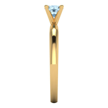 0.5 cttw Natural Sky Blue Topaz Solitaire  Engagement Ring - Solid Gold (Round Cut,5.0mm)