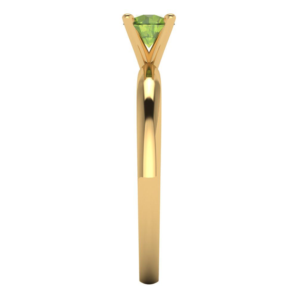 0.5 cttw Natural Peridot Solitaire  Engagement Ring - Solid Gold (Round Cut,5.0mm)