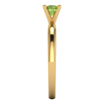 0.5 cttw Natural Peridot Solitaire  Engagement Ring - Solid Gold (Round Cut,5.0mm)