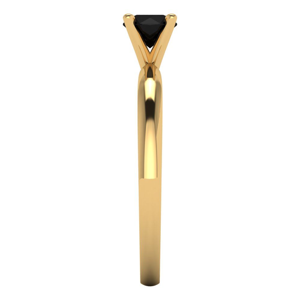 0.5 cttw Natural Onyx Solitaire  Engagement Ring - Solid Gold (Round Cut,5.0mm)