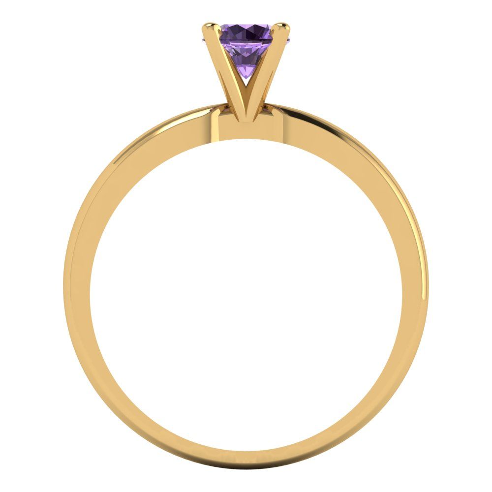0.5 cttw Simulated Alexandrite Solitaire  Engagement Ring - Solid Gold (Round Cut,5.0mm)