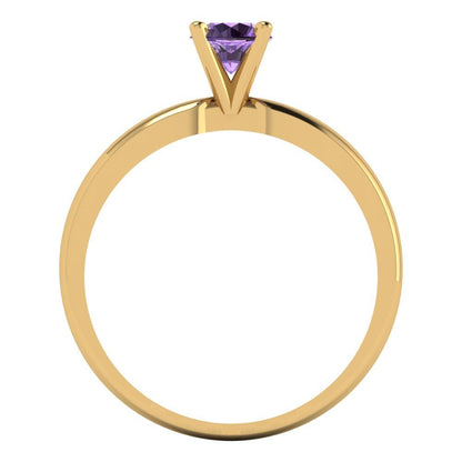 0.5 cttw Simulated Alexandrite Solitaire  Engagement Ring - Solid Gold (Round Cut,5.0mm)