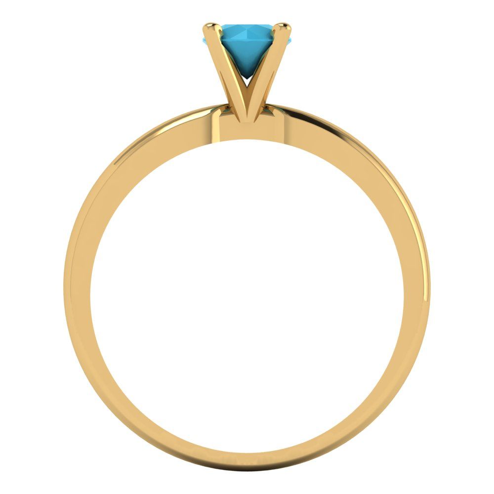 0.5 cttw Simulated Turquoise Solitaire  Engagement Ring - Solid Gold (Round Cut,5.0mm)