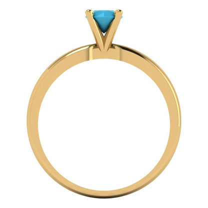 0.5 cttw Simulated Turquoise Solitaire  Engagement Ring - Solid Gold (Round Cut,5.0mm)
