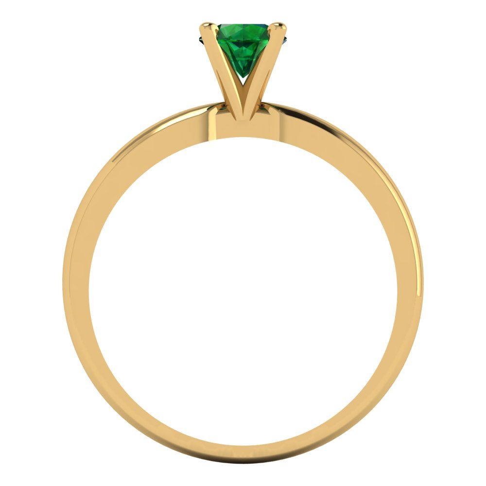 0.5 cttw Simulated Emerald Solitaire  Engagement Ring - Solid Gold (Round Cut,5.0mm)