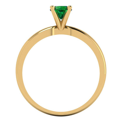 0.5 cttw Simulated Emerald Solitaire  Engagement Ring - Solid Gold (Round Cut,5.0mm)