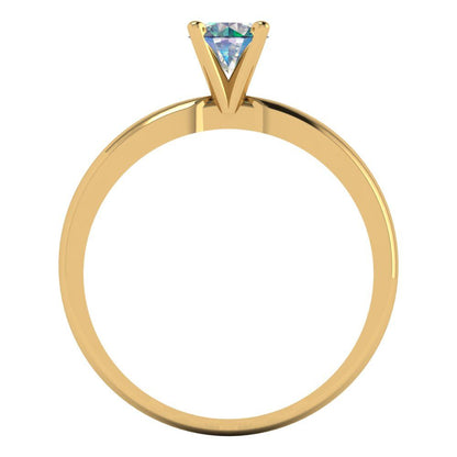 0.5 cttw Blue Moissanite Solitaire  Engagement Ring - Solid Gold (Round Cut,5.0mm)