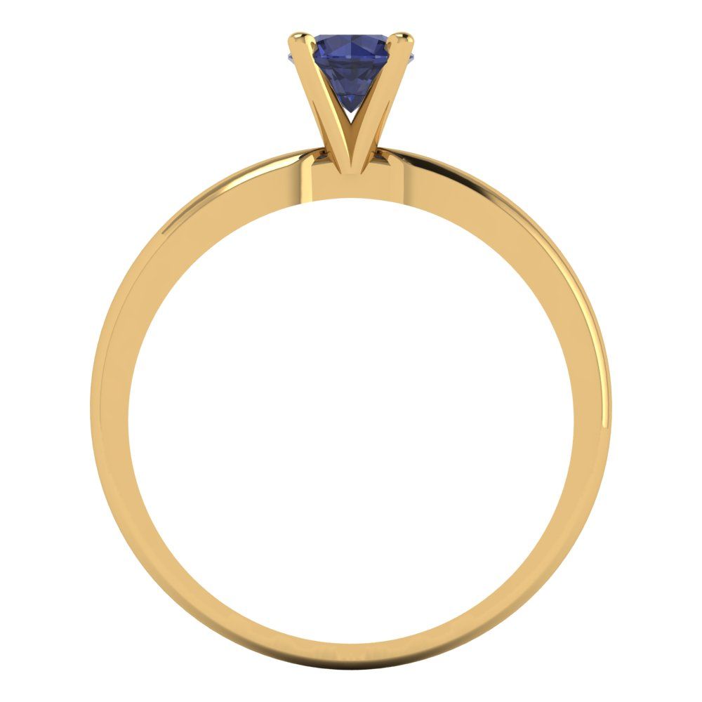 0.5 cttw Simulated Blue Sapphire Solitaire  Engagement Ring - Solid Gold (Round Cut,5.0mm)