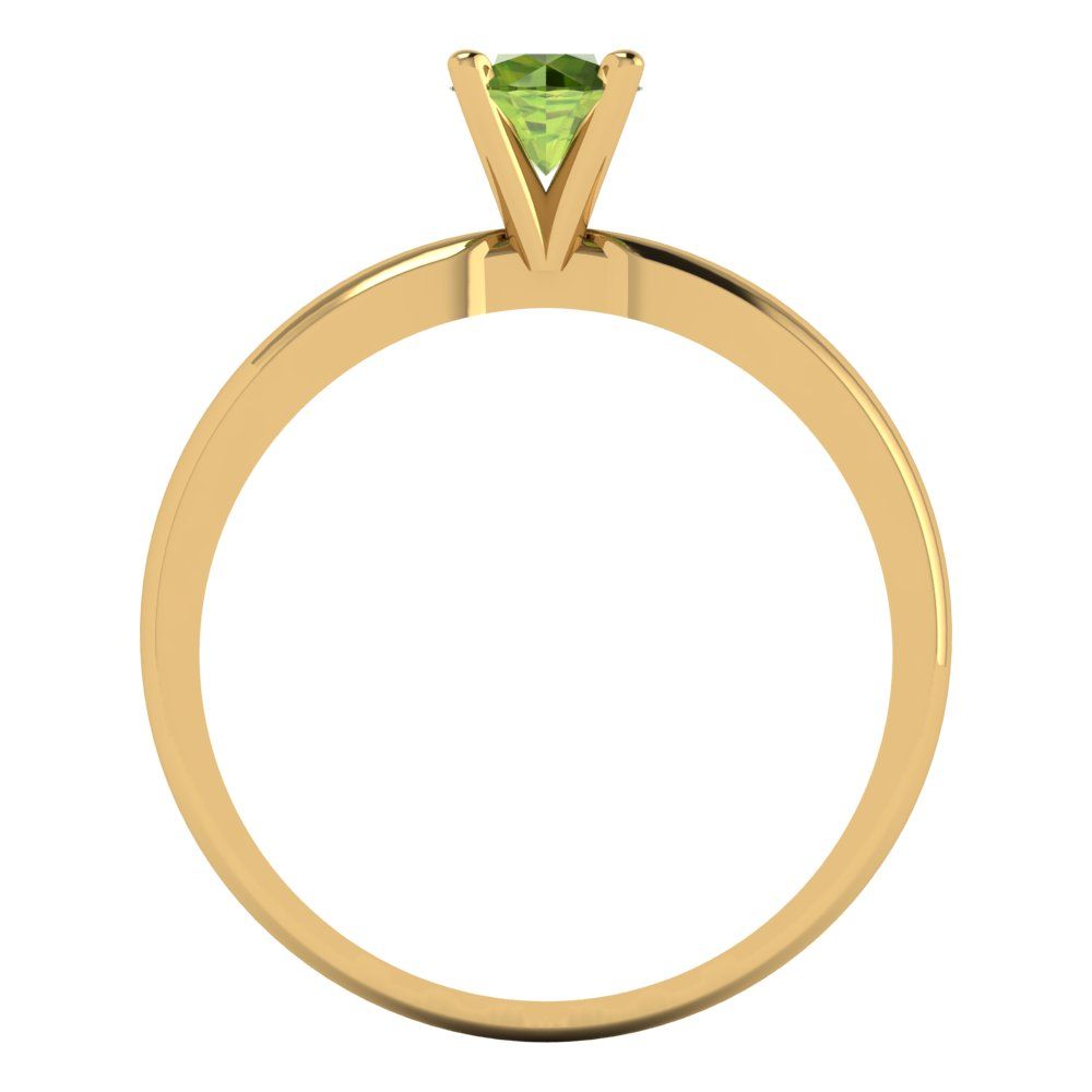 0.5 cttw Natural Peridot Solitaire  Engagement Ring - Solid Gold (Round Cut,5.0mm)