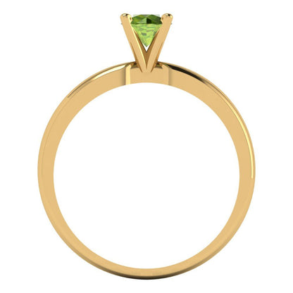 0.5 cttw Natural Peridot Solitaire  Engagement Ring - Solid Gold (Round Cut,5.0mm)