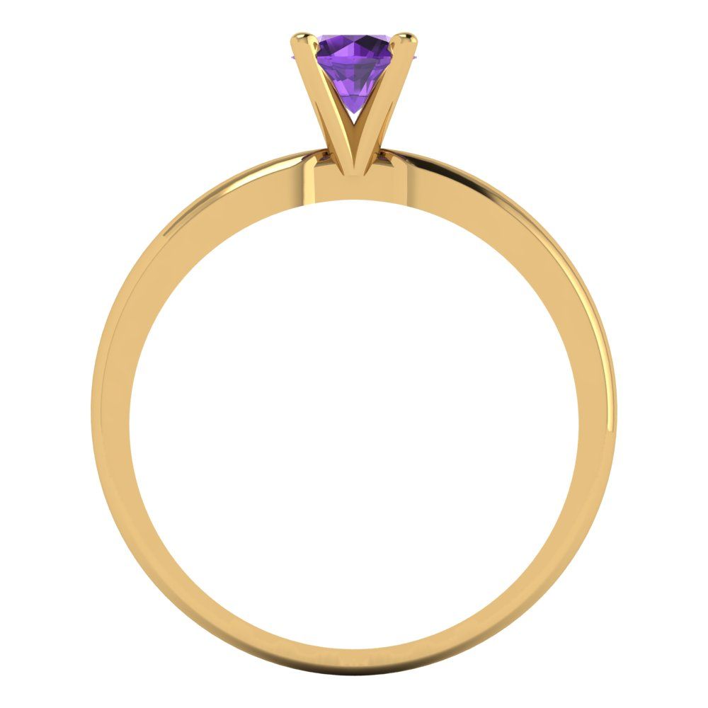 0.5 cttw Natural Amethyst Solitaire  Engagement Ring - Solid Gold (Round Cut,5.0mm)