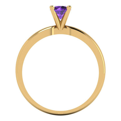0.5 cttw Natural Amethyst Solitaire  Engagement Ring - Solid Gold (Round Cut,5.0mm)
