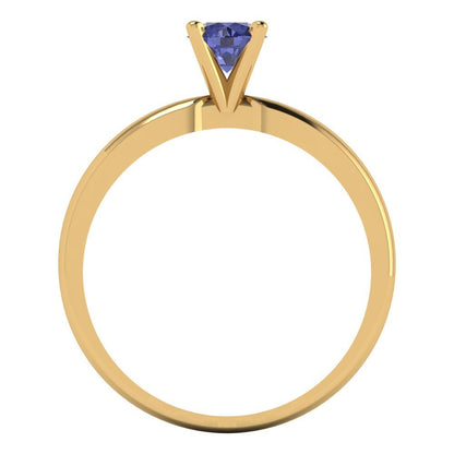 0.5 cttw Simulated Tanzanite Solitaire  Engagement Ring - Solid Gold (Round Cut,5.0mm)