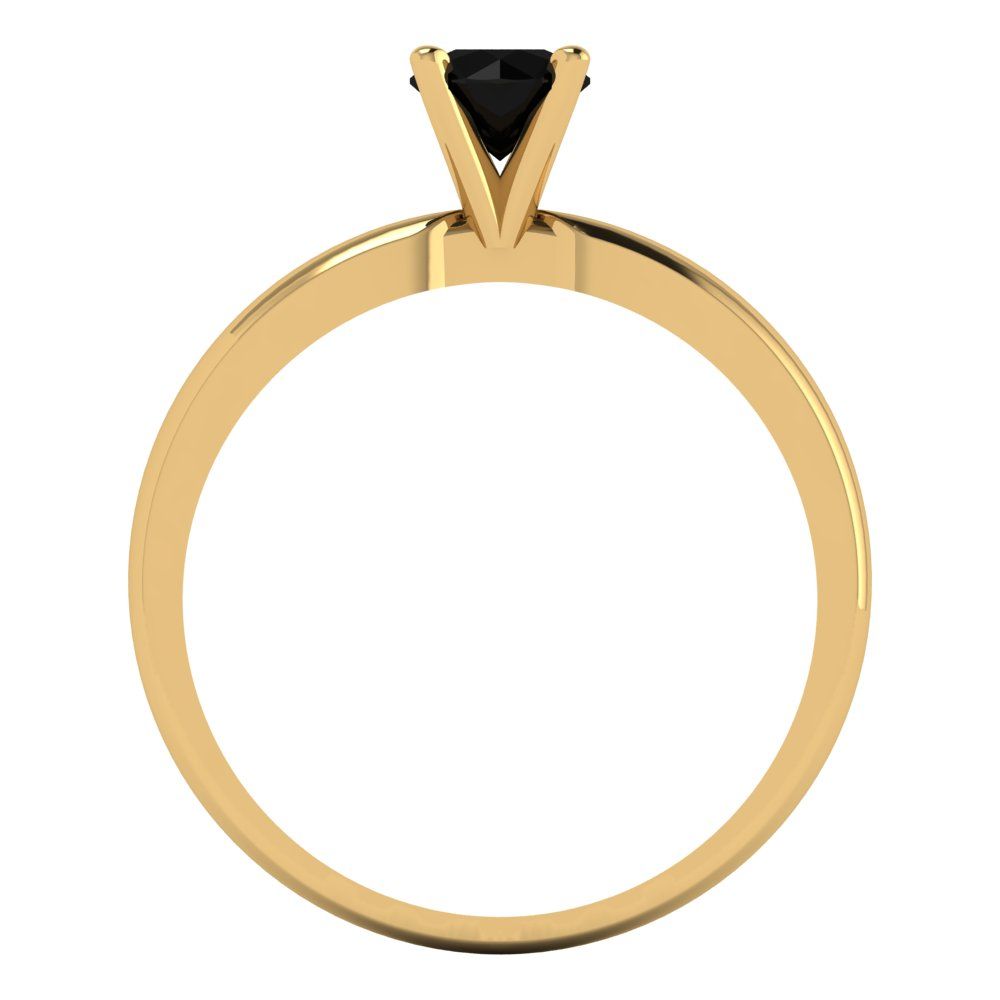 0.5 cttw Natural Onyx Solitaire  Engagement Ring - Solid Gold (Round Cut,5.0mm)