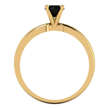 0.5 cttw Natural Onyx Solitaire  Engagement Ring - Solid Gold (Round Cut,5.0mm)
