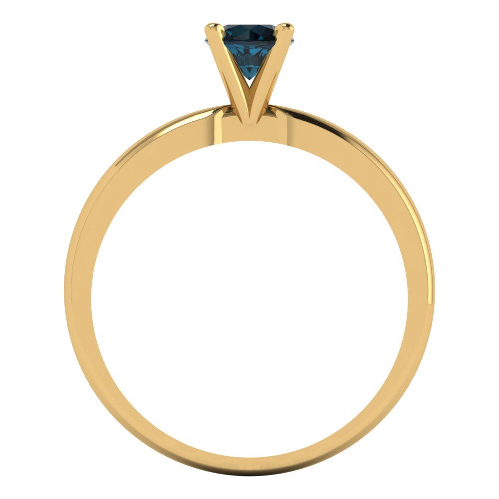 0.5 cttw Natural London Blue Topaz Solitaire  Engagement Ring - Solid Gold (Round Cut,5.0mm)