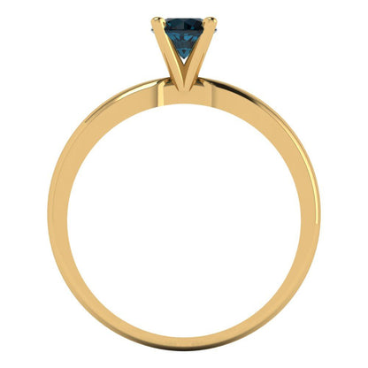 0.5 cttw Natural London Blue Topaz Solitaire  Engagement Ring - Solid Gold (Round Cut,5.0mm)
