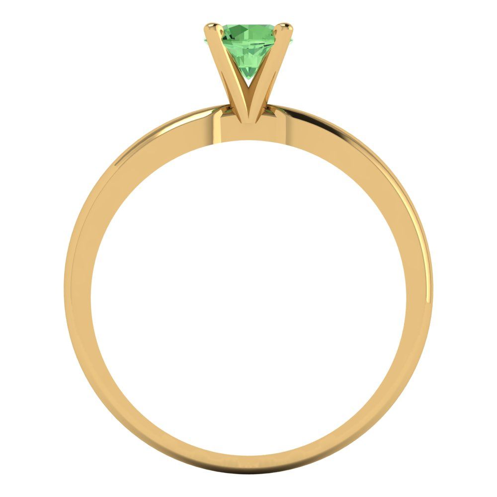 0.5 cttw Zirconia Simulated Green Diamond Solitaire  Engagement Ring - Solid Gold (VVS1, Round Cut,5.0mm)