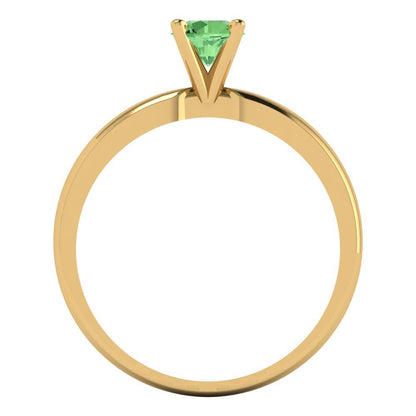 0.5 cttw Zirconia Simulated Green Diamond Solitaire  Engagement Ring - Solid Gold (VVS1, Round Cut,5.0mm)