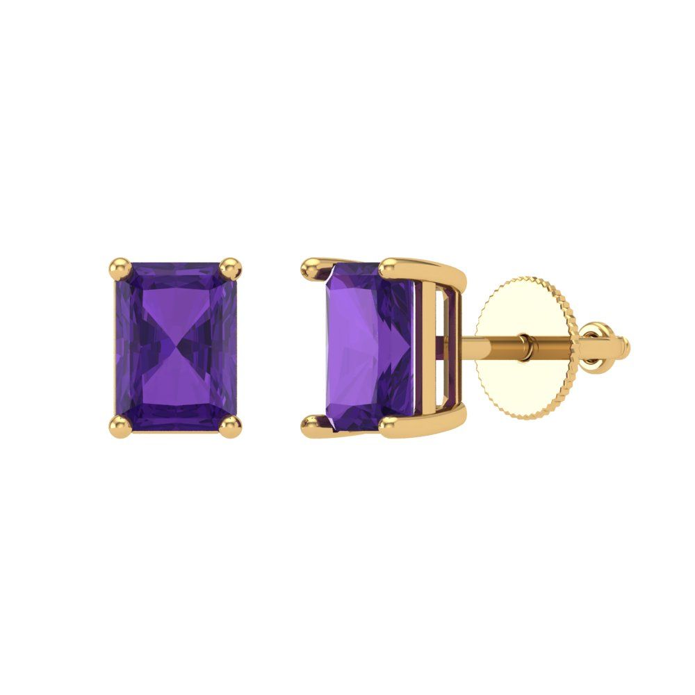 2cttw Amethyst Gold-Plated 925 Silver Screw Back Stud Earrings