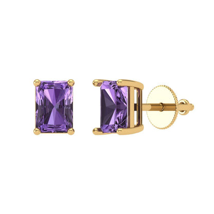 2cttw Alexandrite Gold-Plated 925 Silver Screw Back Stud Earrings